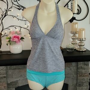 Athleta Racer Ladder Back Tankini 2 Piece Swim Set